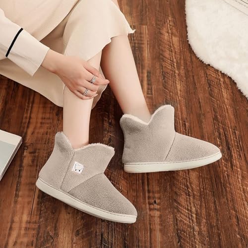 Womens Bootie Slippers Fluffy Plush Memory Foam Winter Booty Slippers Warm Soft Comfort Ankle Boots House Shoes Indoor Outdoor Shoe with Plush Fur Lining3