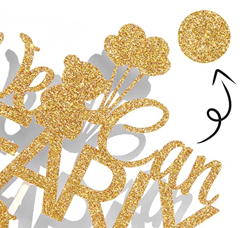 We Can Bearly Wait Baby Shower Cake Topper, Baby Bear Theme Baby Shower Gender Reveal Party Decoration Supplies Gold Glitter. #TOP4