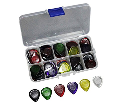 40pcs Alice Small Size Durable Clear Water-drop Jazz Acoustic Electric Guitar Picks Plectra 1.0 2.0 3.0mm + Pick Case