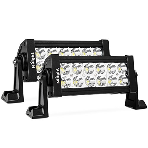 Nilight 10001S-B 2PCS 7.5 Inch 36W Spot Led Bar Driving Fog Jeep Off Road Lights, 2 Years Warranty