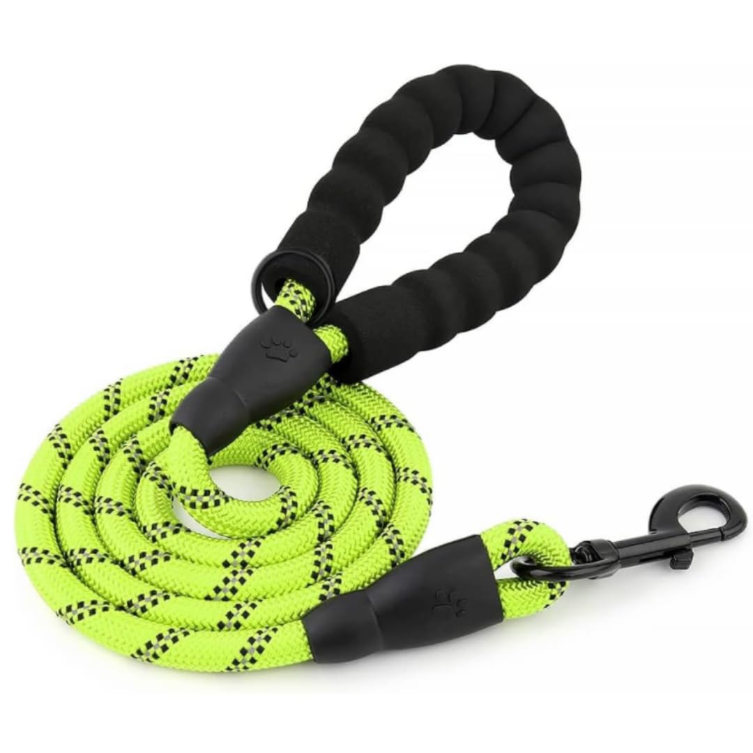HauHauDoggy Dog Reflective High-Durability Leash | 5FT Reflective Leash for Dogs | ½-Inch Thick Heavy-Duty Rope with Anti-Slip Grip (Large - Suitable for Dogs Weighing 15kg - 50kg), Green (B0CW1XZPBW) Amazon Price History, Amazon Price Tracker