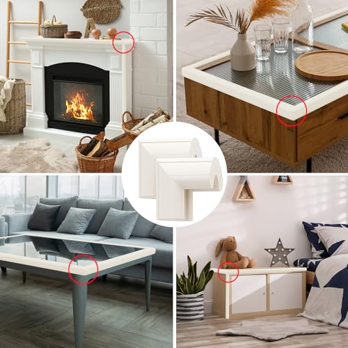 Image of 8 Pack Large Table Corner Protector for Kids, Baby Proofing Soft Rubber Foam Cushion Corner Covers, Heavy-Duty Corner Bumper Guards for Furniture Stair Cabinet Fireplace - Pre-Taped, White