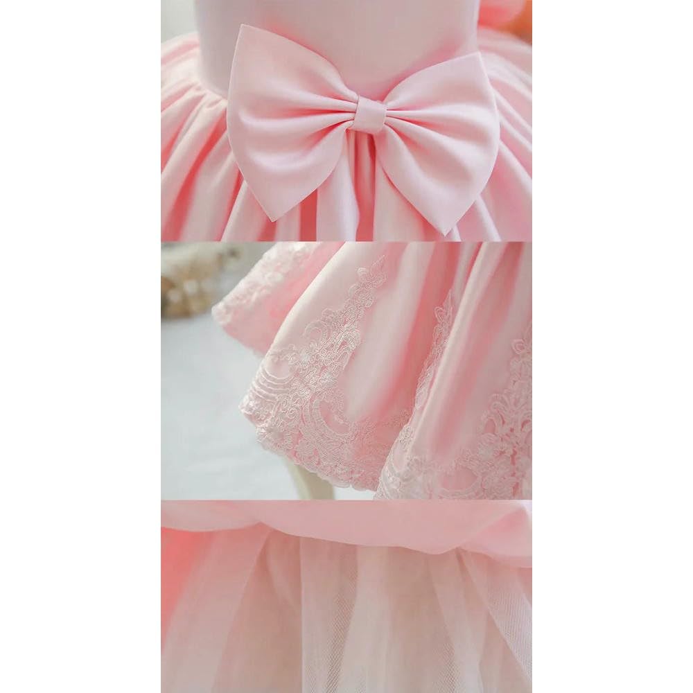 ZBDZSW Bambini Ragazze Vestito Primo Compleanno Bambino Matrimonio Fiore Rosa Abbigliamento per Bambini Host Piano Troupe