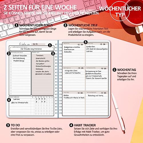 BIROYAL Undated Weekly Planner A5 Weekly Diary with To-Do List, Large Note Field - Image 3