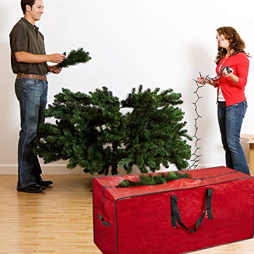 Propik Christmas Tree Storage Bag | Fits Up To 7 Ft. Tall Disassembled Tree | 45" X 15" X 20" Holiday Artificial Tree Storage Case | Perfect Xmas Storage Container With Handles And Sleek Zipper (Red) #TOP5