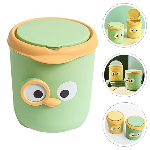 Miniatura 9 de DOITOOL Botes de basura para decoración de oficina, mini basurero de mesa, papelera de escritorio, cubo de basura de plástico con tapa, papelera de
