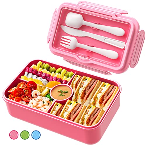 JIM\'S STORE Lunchbox für Kinder, 1100ML Brotdose Kinder mit Fächern Große Bento Box Jausenbox für Kindergärten Schule-Rosa JIM\'S STORE Lunchbox für Kinder, 1100ML Brotdose Kinder mit Fächern Große Bento Box Jausenbox für Kindergärten Schule-Rosa