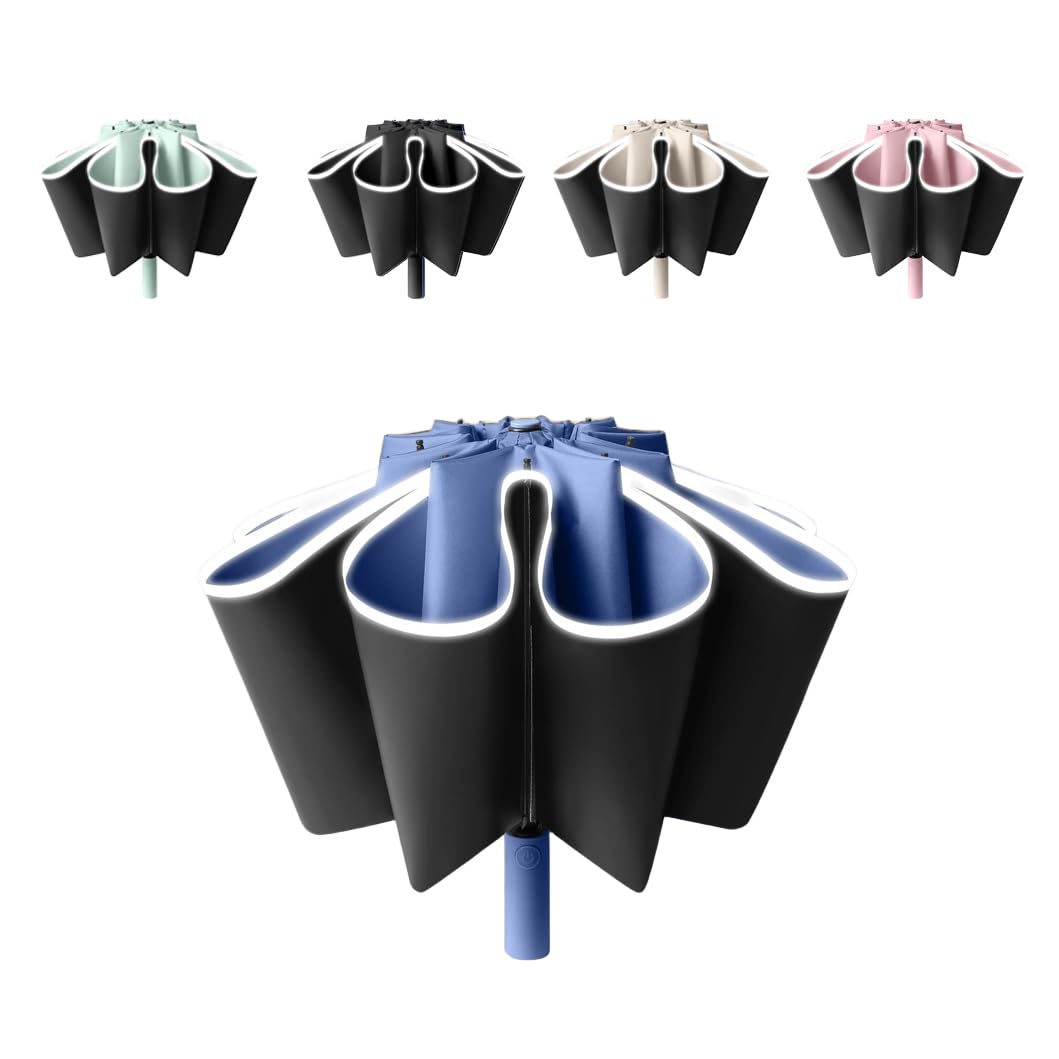 erised's bifrostTravel Folding Inverted Reverse Umbrella Compact Windproof/Waterproof Auto Open/Close,10 * 2 Ribs Portable Golf Parasol,Outdoor Rain/Sun/99 UV Protection/UPF 50 UV Blocker