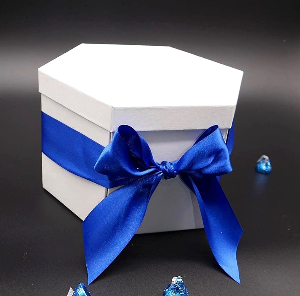 USA-SALES UNIKPACKAGING Caja de regalo de flores con forma hexagonal de alta calidad, con cajón, tamaño 9.5 x 8.3 x 6.1 pulgadas, para arreglos florales de estilo lujoso (blanco)
