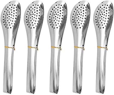 RETON 5 Pcs 9 Inch Stainless Steel Kitchen Tongs, Chef Cooking Tongs for Serving Catering for Vegetable, Salads, Barbecue, Toast Bread, Pastry, Sandwich Cooking Tongs (23x4.8cm / 9x1.8 inches)