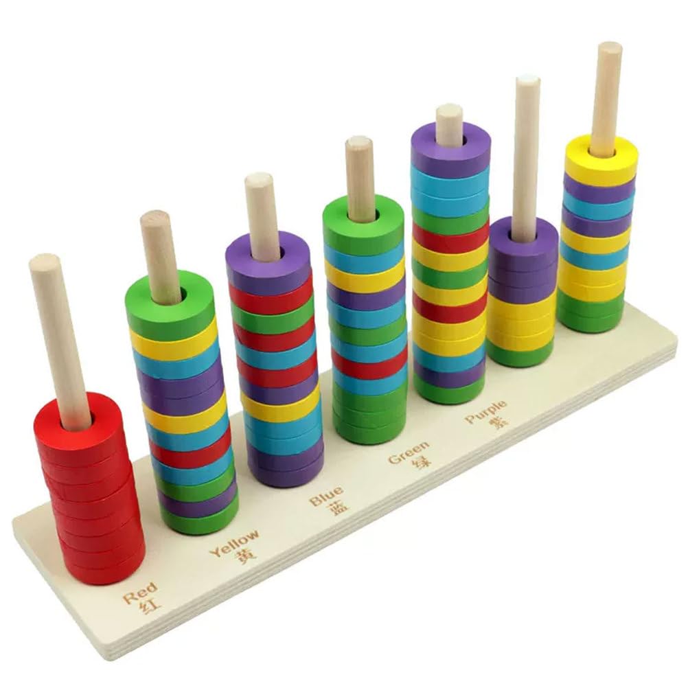 Jouet Montessori Bois Arc-en-Ciel Trier empiler Couleurs