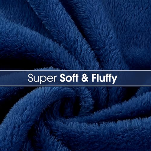 Unisex SPA & Shower Bathrobe – Ultra-Soft 280GSM Flannel Fleece Robe for Women & Men, Lightweight Plush Lounge Robe with Pockets – Blue with White Collar4