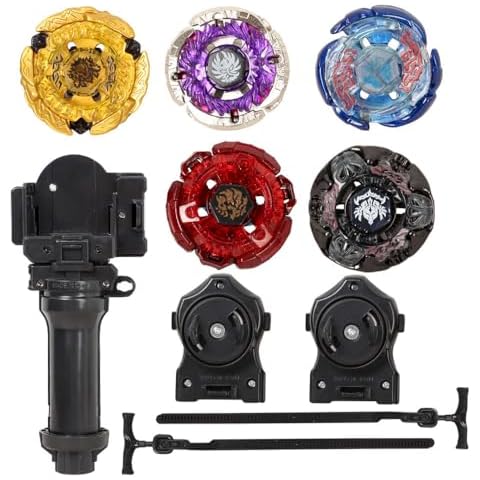 Metal Fusion 4D Battling Top 5 Pieces Gyros Spinning Top Toy Game with 2 Launchers 1 Grip Gift for Kids Children Boys Cover