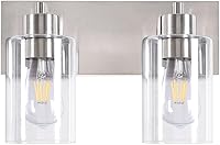 Vista 1 de Lámparas de baño, lámpara de tocador de 2 luces de níquel cepillado, apliques de pared modernos con pantalla de vidrio transparente para pasillo