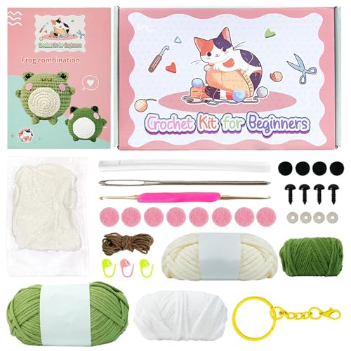 Kit de crochet grenouille Amigurumi avec fils de coton et outils ergonomiques