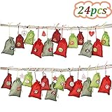 Las pequeñas bolsas de Adviento y el saco lavable XXL también se pueden ordenar individualmente. Set de bolsas de regalo para niños y adultos, 24 bolsas de tela son ideales para envolver dulces, vales u otros pequeños regalos. Calendario de Adviento con números para niñas y hombres, calendario de Adviento para chicas jóvenes.