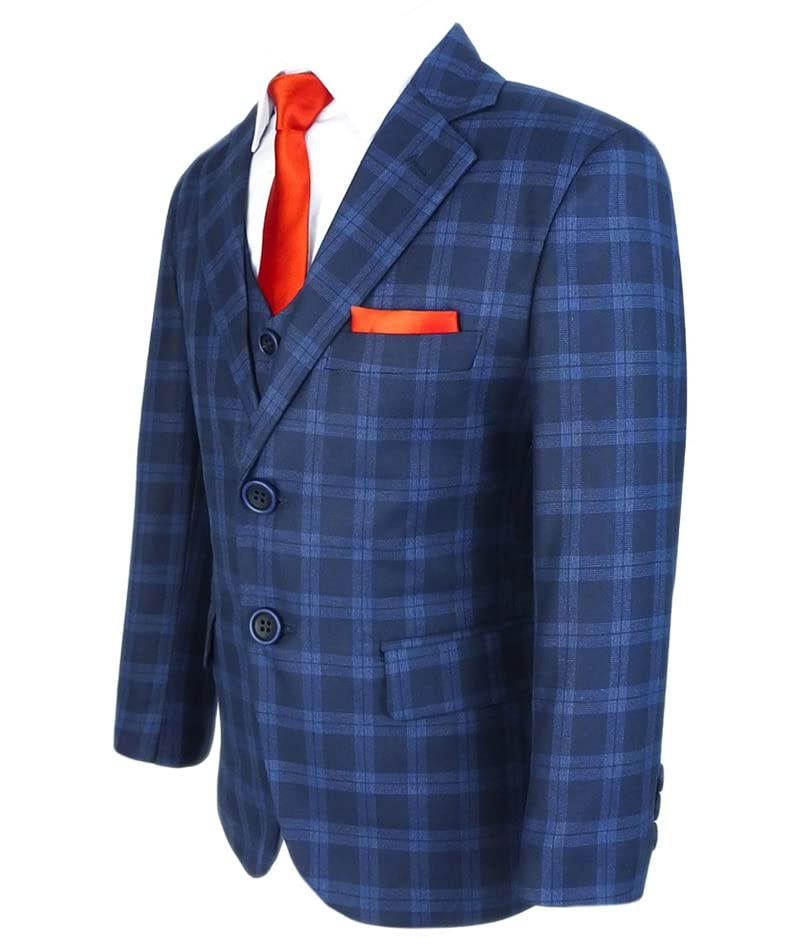 Image of SIRRI Boys' Italian Design Slim Fit Check Suits Wedding Formal Outfit