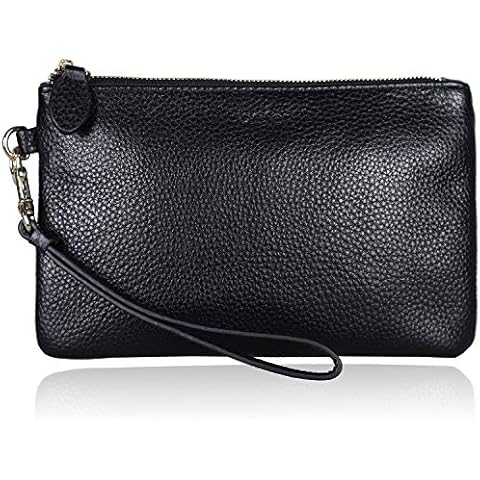 befen Wristlet Wallets for Women, Genuine Leather Clutch Wallet Purses Credit Card Holder Organizer Ladies Travel Clutch Bags with Wrist Strap Cover