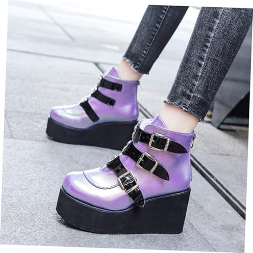 Bottes à talons épais au style simple et pourpre chic TEHAUX - 2