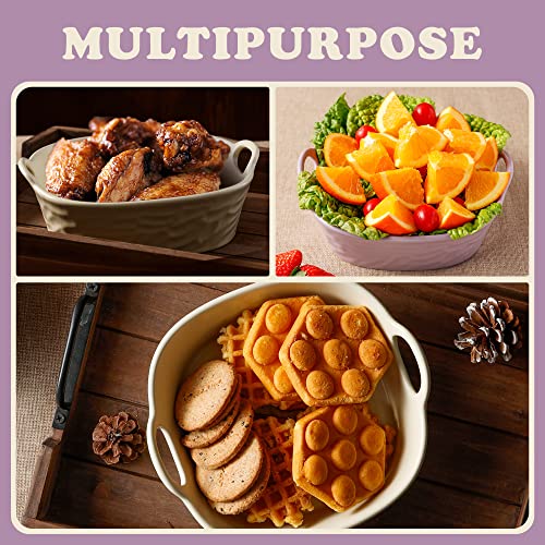 2Pcs Reusable Air Fryer Liners Square, 8.5 Inch Ceramic Bowls For Air Fryer, Easy Clean Air Fryer Accessories, Replacement For Silicone Air Fryer Liners (8.5 Inch Square: Purple+White) #TOP3