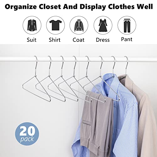 Image of Amber Home Heavy Duty Metal Wire Hanger Metal Shirt Hanger Suit Hanger Coat Hangers with Polished Chrome (20)