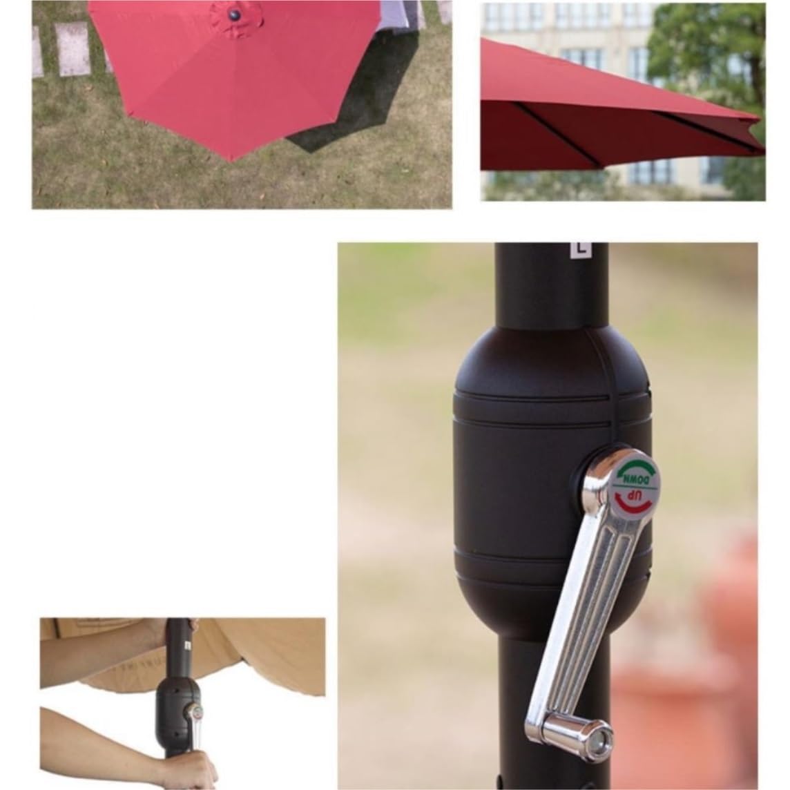 Parasol Tarasowy Trójstronny Parasol Ogrodowy O Długości 15 Stóp Z Korbką Duży Prostokątny Zewnętrzny 12 Żebrami Do Ogrodu Przy Basenie Zewnątrz