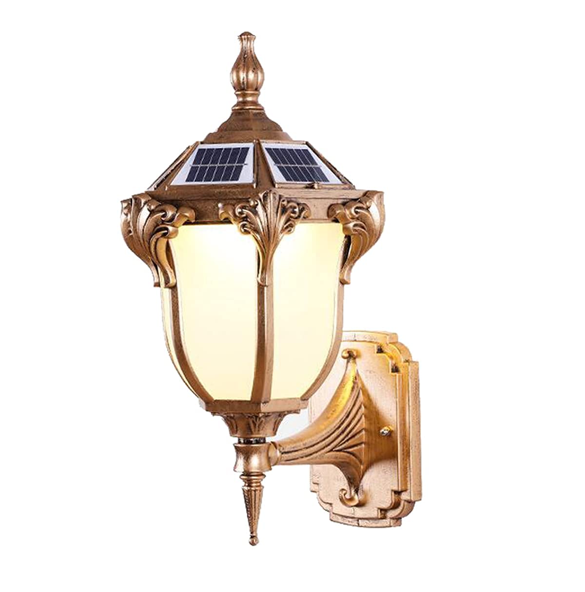HXYSXHJUO Vintage Solar Lights Outdoor Garden Lantern, Antique Wall Lamp Lighting Waterproof with Remote Control for Outside, Rustic Fixtures Glass Lampshade Villa Patio,Bronze