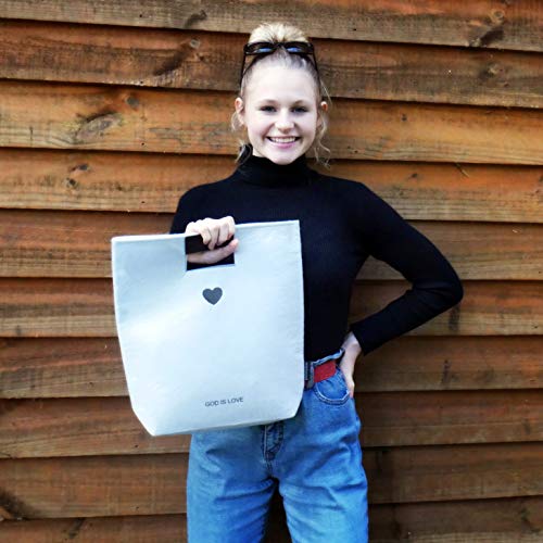 Women's Christian Bible Tote Bag - God Is Love Verse & Heart, Grey: Ideal for Sewing Supplies, Christmas, Mother's Day, Baptisms, Weddings, Religious Occasions - Thoughtful Religious Gift2