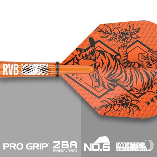 Target Darts Raymond Van Barneveld Ink Design No.6 Dart Flights & Intermediate (41mm) Shafts Stems - 9 Flights and 9 Shafts in Total - Image 3