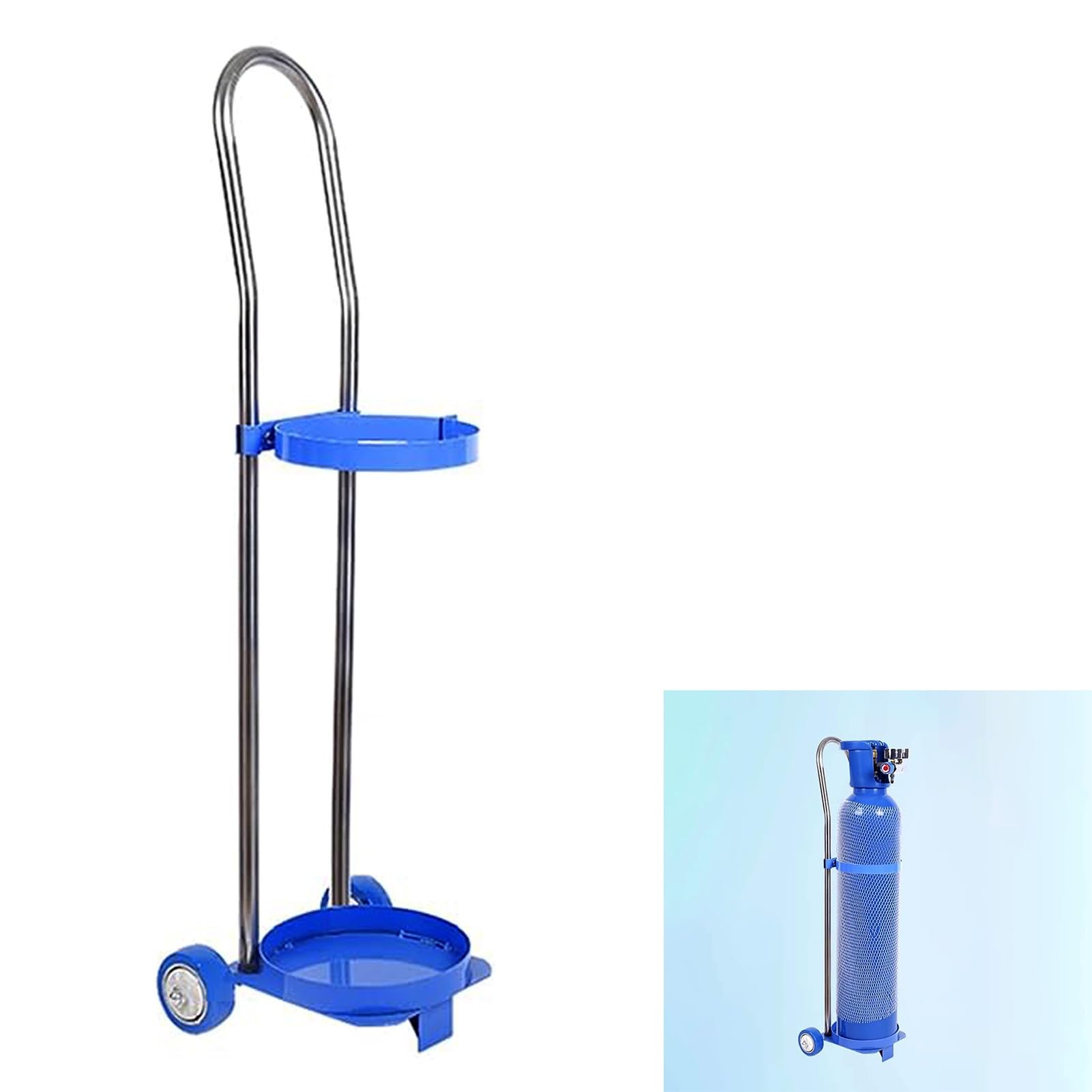 GHHVFEC Oxygen cylinder rack,Portable Oxygen Tank Holder with Wheels, Medical Oxygen Cart Stand, Multi-Function Transporter Rack for Gas Storage, Effort-Saving Organizer (H 95cm/37.4")