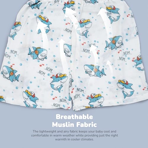 Image of BAYBEE 100% Muslin Cotton New Born Baby Clothes for Kids | Sleeveless Summer Wear with Soft & Breathable | Shirt and Shorts Set | Jablas for Baby Girl Boy Dress