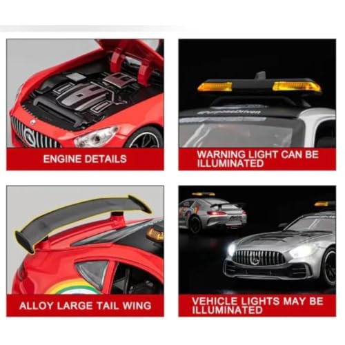 Image of PLUSPOINT Diecast Metal GT3 F1 Edition 1:24 Car Realistic Scale Model,Pull Back Diecast Classic Vehicles Alloy Simulation Supercar with Lights and Sound Collection and Gift for Aldult, Kids
