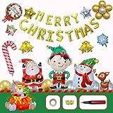 Material no tóxico y reutilizable: este kit de decoración de globos de Navidad es más seguro para los niños. 11 globos de dibujos animados y pancarta de Merry Christmas están hechos de lámina de aluminio biodegradable con válvulas de cierre automáticas a prueba de fugas. 16 globos de látex natural no tóxicos son duraderos, por lo que no se decoloran ni explotan fácilmente. Los colores son brillantes y uniformes con un aspecto impecable.