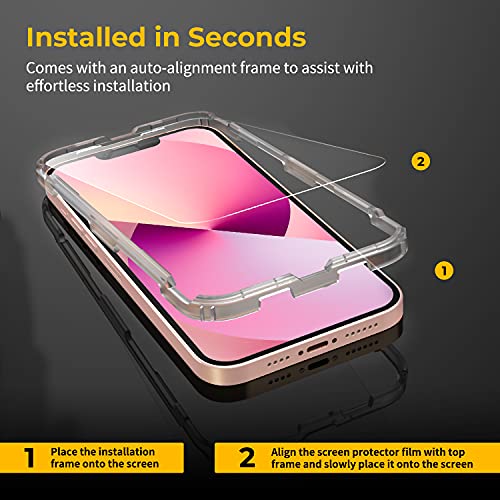Image of UNBREAKcable 3 Pack Screen Protector for iPhone 13 /13 Pro, Double Shatterproof Tempered Glass [Easy Installation] [HD Clear] [Case Friendly] for iPhone 6.1 inch