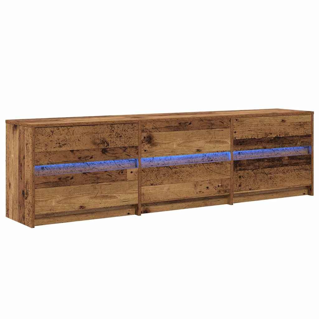Rustykalna szafka pod telewizor brązowa, 180 x 34 x 50 cm, drewniana podstawka pod telewizor do salonu, centrum rozrywki z drzwiami przesuwnymi, konsola TV do sypialni, uniwersalna szafka na