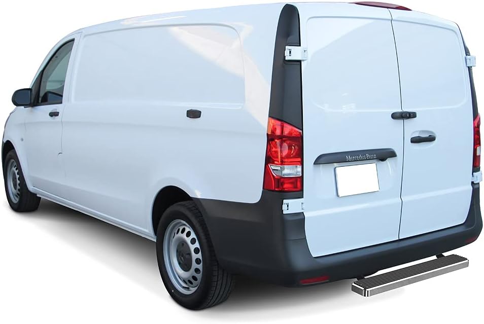 APS Rear Step Bar (Nerf Bars Side Steps Step Bars) Compatible with Mercedes-Benz Metris 2016-2023 Cargo Van (Silver Powder Coated 5 inches)