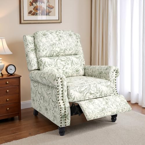 DREAMSIDEA Recliner Chair, Modern Pushback Armchair with Adjustable Backrest & Footrest for Bedroom, Living Room