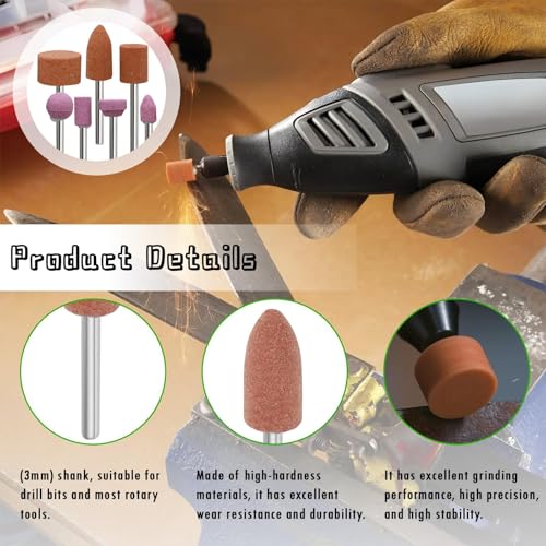 AUGTYRLV Titel: Dremel Schleifaufsatz Set, 48-teilig, Verschiedene Größen und Formen, für Schleifen, Polieren und Entgraten, für Metall, Glas, Kunststoff, Holz und mehr