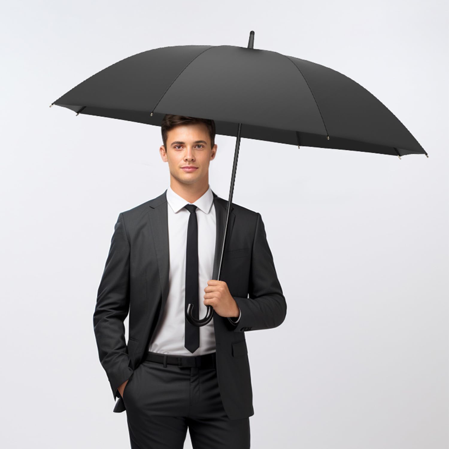 Ombrello da donna e uomo, grande, stabile, con apertura automatica, antivento, super impermeabile, resistente ai tifoni, per la stagione delle piogge 137 cm