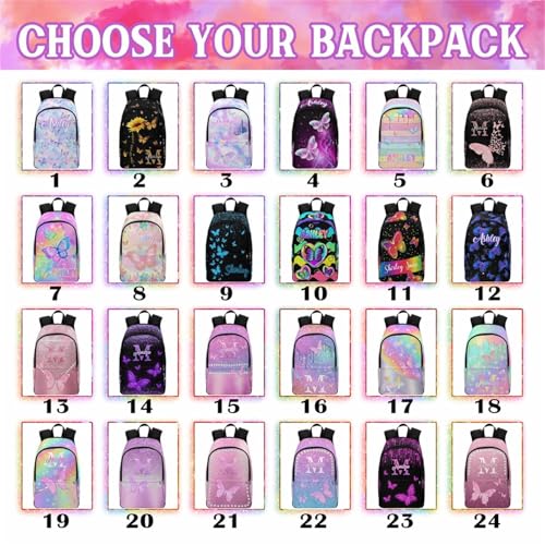 Personalized Kids Schoolbag Backpack and Lunch Bag Sets with Name Multi Color Customized Backpack for Girls Custom Toddler School Bag for Travel, Work and School2