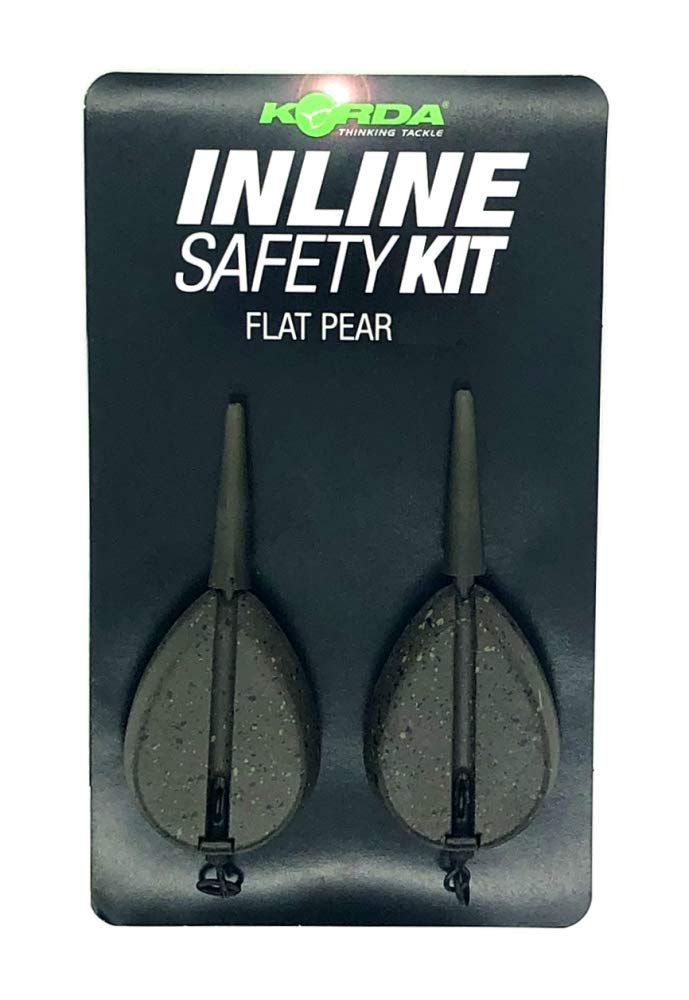 Korda Inline Safety Kit (2oz) Flat Pear Lead System for Carp Fishing, Designed for Safe Release in Weedy and Snaggy Conditions