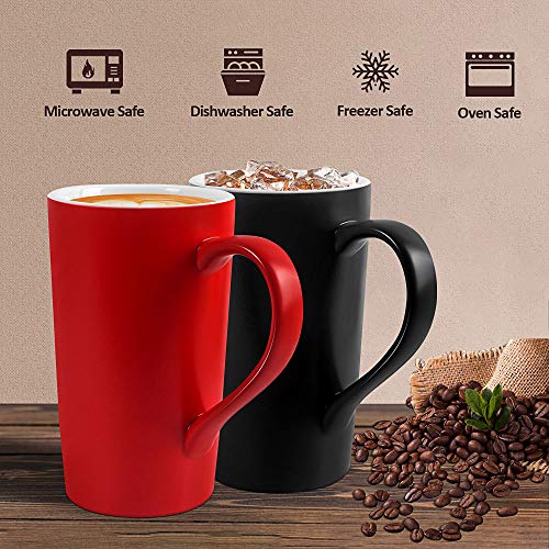 Smilatte 20 Oz Large Coffee Mugs, M007 Plain Blank Tall Ceramic Cup With Handle For Dad Men, Set Of 4, Red #TOP7