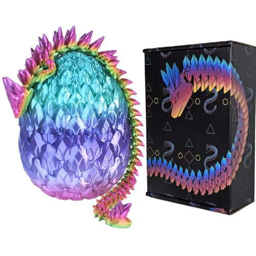 3D Printed 12" Gemstone Dragon with Egg Fidget Toy