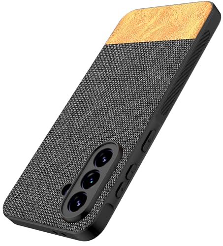 Image of Kapa Soft Fabric & Leather Hybrid Protective Back Cover for Samsung Galaxy A57 5G | Shockproof Slim Hard Anti Slip Back Case (Black,Brown)