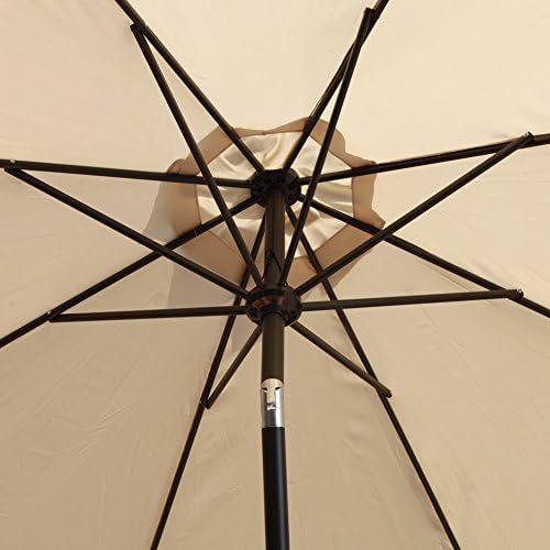 Grand patio Garden Parasol, 2.7m Patio Umbrella with Handcrank and Tilt, 8 Steel Ribs, Aluminum Pole, Sun Shade Umbrella for Lawn, Garden, Backyard, Pool, UV 50+ (Beige)