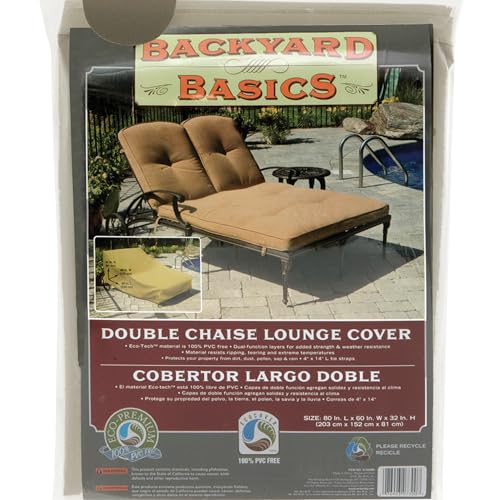 Mr. Bar-B-Q Backyard Basics Taupe Eco-Cover PVC Free Double Chaise Lounge Cover for Outdoor Use, Durable and UV Protected, 80L by 60W Double Chaise Lounge, 07300BB  
Mr. Bar-B-Q Backyard Basics Taupe Eco-Friendly PVC Free Double Chaise Lounge Cover,