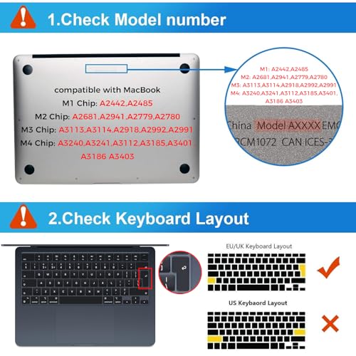 EooCoo Tastaturschutz Kompatibel für 2025 2024 2022 MacBook Air 13,6 Zoll M4 M3 M2, 2025 2024 2023 Air 15 M4 M3 M2, 2024 2023 2021 MacBook Pro 14/16 Zoll Pro/Max M4 M3 M2 M1, EU-Layout, TPU Klar