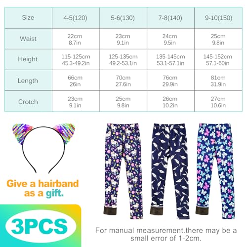 Girls Fleece Lined Leggings, Warm Winter Thermal Pants for Kids & Toddlers, Thick Cozy Lined Leggings for 4-10Years2