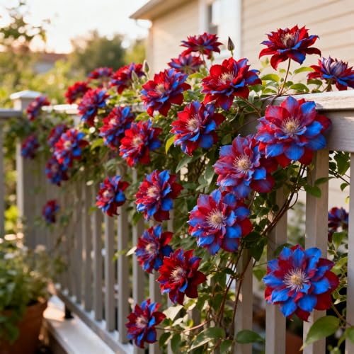 Kletternde Clematis zum Anpflanzen–Elegant Mehrjährig Winterhart,ideal zur Dekoration von...