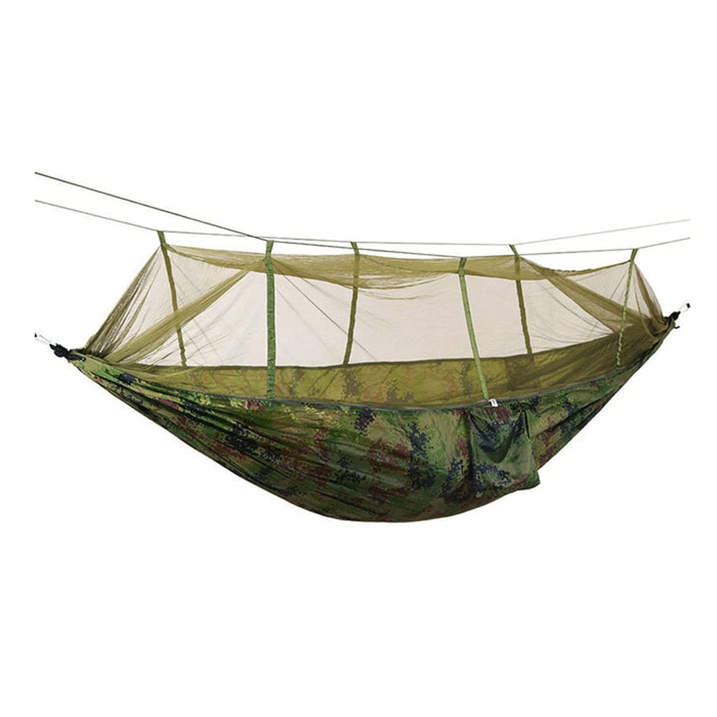 ハンモック 2人用ハンモック キャンプ用ハンモック 蚊帳付き 携帯用 ナイロン パラシュートハンモック ツリーストラップ付き バックパッキング 旅行用  屋外用ハンモック